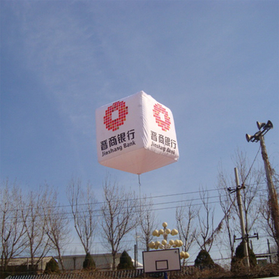 Cubo de luz de techo globo cuadrado inflable para publicidad comercial en bancos