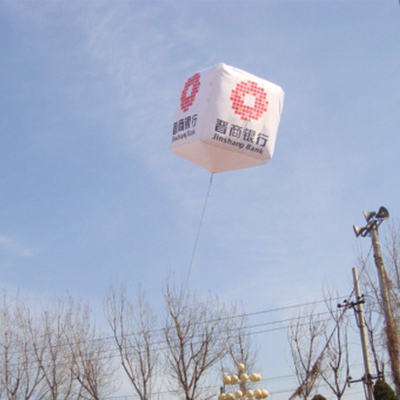 Cubo de luz de techo globo cuadrado inflable para publicidad comercial en bancos