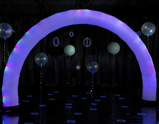 Arcos inflables de color blanco para exteriores con luces LED RGB para eventos publicitarios