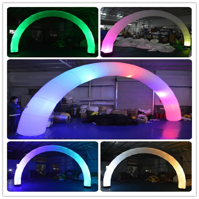 Arcos inflables de color blanco para exteriores con luces LED RGB para eventos publicitarios