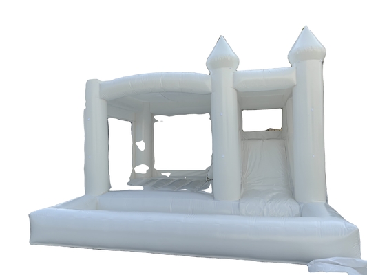 Niño salta casa salto combo decoración de boda portero blanco deslizamiento inflable castillo salto