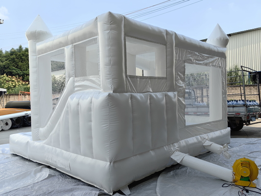 Niño salta casa salto combo decoración de boda portero blanco deslizamiento inflable castillo salto
