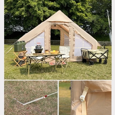 Popular Glamping Canvas Inflable Acampada al aire libre Customizado Lujo Poliéster Aire tienda de campaña familiar para acampar