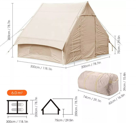 Popular Glamping Canvas Inflable Acampada al aire libre Customizado Lujo Poliéster Aire tienda de campaña familiar para acampar