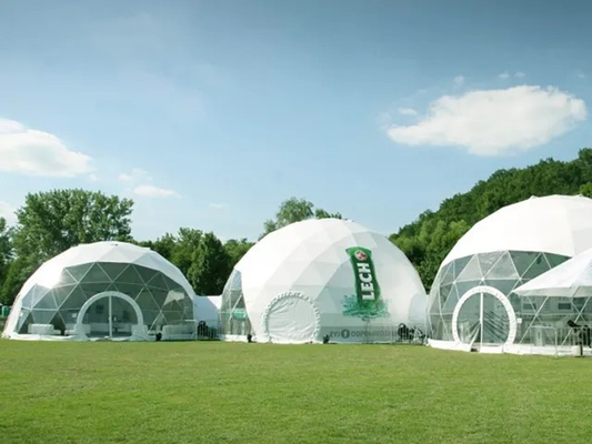 Nuevo diseño 4 a 10 personas 850g de tejido de PVC Glamping Dome Sala de lujo Tiendas de campaña