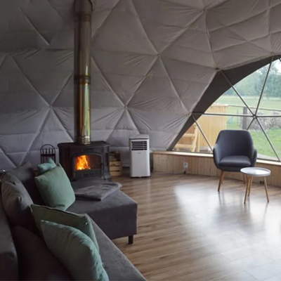 Lujo al aire libre 8m Diámetro techo impermeable safari glamping resort hotel redondo carpa de cúpula geodésica