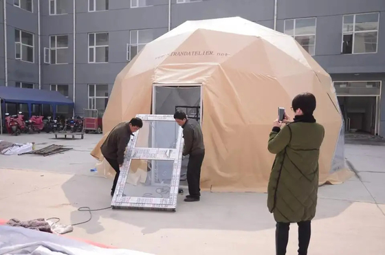 gran lujo al aire libre impermeable glamping 6m geodésico domo tienda hotel