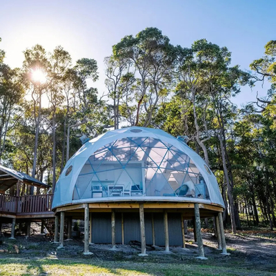 Puestos de acero galvanizado a medida PVC de acoplamiento de la carpa domo geodésico Casa