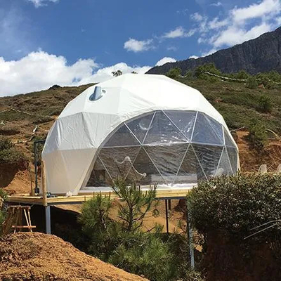 Tienda de campamento con cúpula geodésica de 9 m PVDF de lujo PVC al aire libre