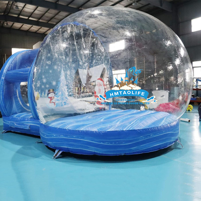Casa de burbujas inflable azul con salto de PVC transparente para fiesta al aire libre