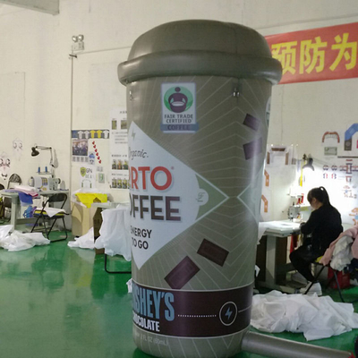 Personalizado evento de promoción gigante personajes de mascota taza de café inflable para publicidad