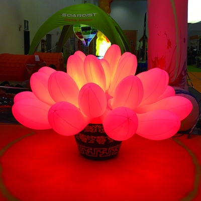 Decoración de bodas inflables luz LED colorida grandes flores inflables
