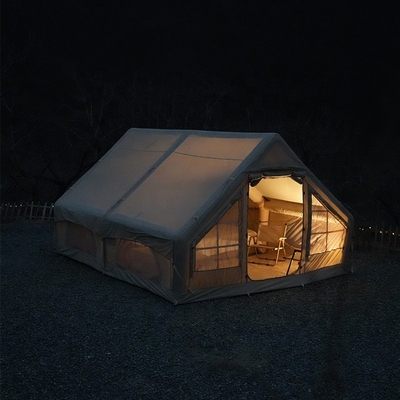 Camping al aire libre tienda de campamento inflable familiar de dos dormitorios tienda automática con banda de luz de atmósfera