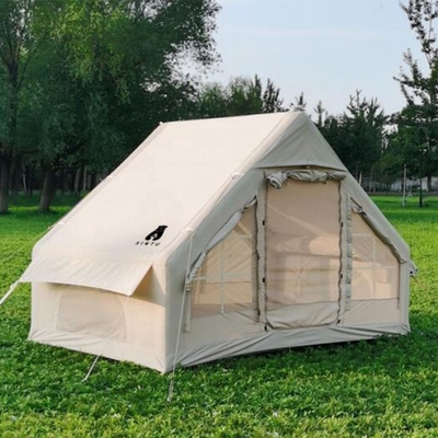 Venta al por mayor de carpa turística de aire inflable de lona grande carpa de cabaña de glamping carpa familiar de campamento inflable al aire libre