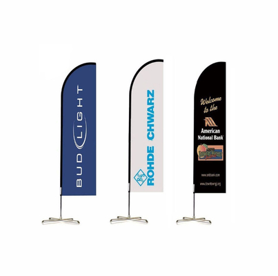 Banderas de publicidad en el exterior con promociones personalizadas de cuchillo tipo lágrima bandera de Bali bandera de la playa de arco con base de corsos