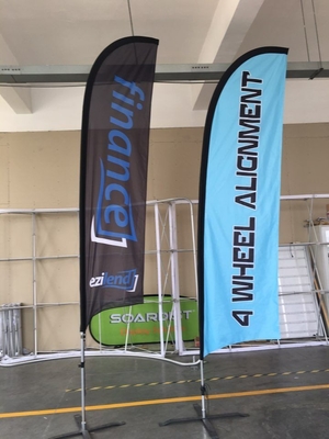 Protección UV de fábrica de 15 pies en exteriores No se desvanece Forma de cuchillo publicitario Bandera voladora personalizada Bandera de pluma de playa